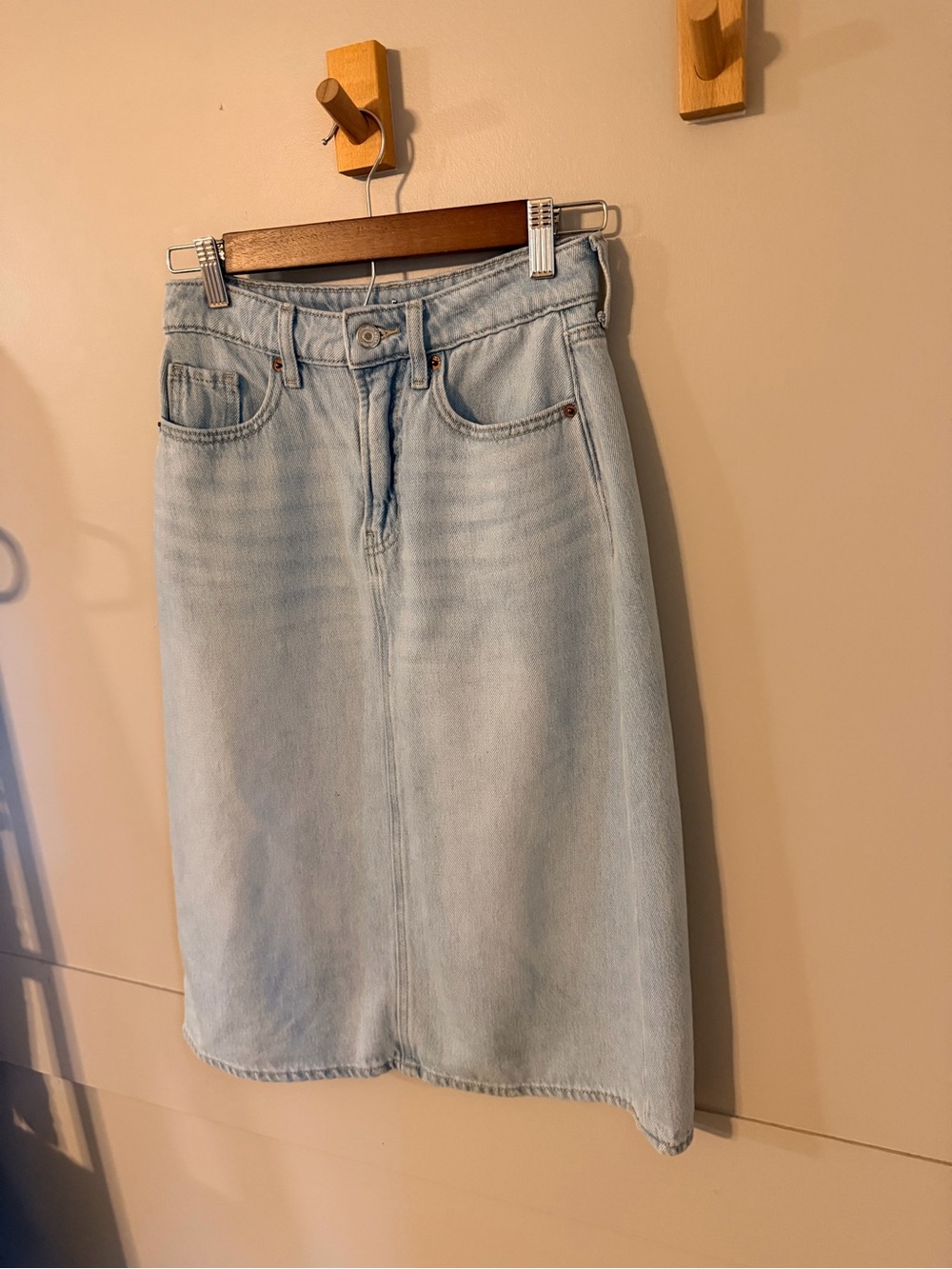 Old Navy Light Blue Denim Midi Skirt